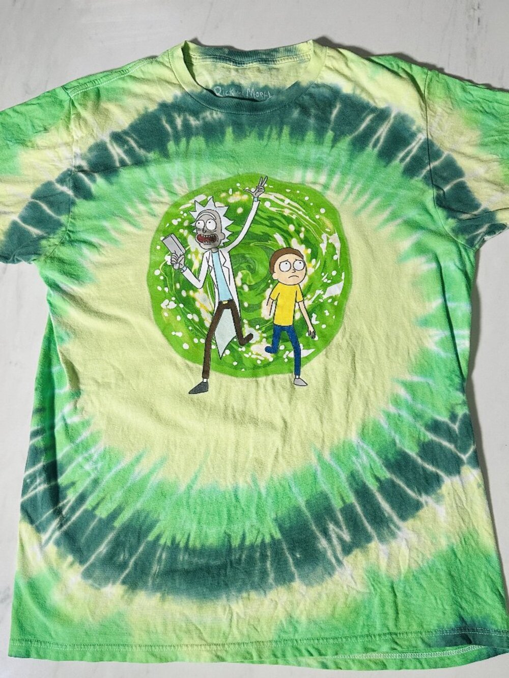 Adult Swim Rick & Morty Green Tie-Dye Men's T-Shirt Size Large L